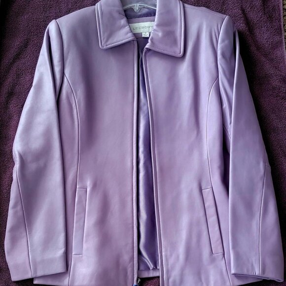 Liz Claiborne Jackets & Blazers - NEVER WORN - VINTAGE LIZ CLAIBORNE LAVENDER LEATHER JACKET - SIZE MEDIUM